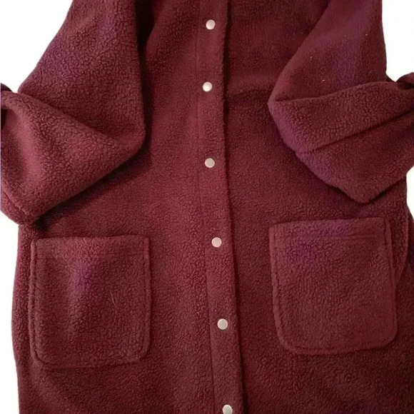 Denim & Co Maroon Button Up Jacket With Pockets Size Large - Picture 1 of 5